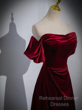 A-Line Wine Red Velvet Sweetheart Wedding Party Dress, Wine Red Velvet Semi Formal Prom Dress